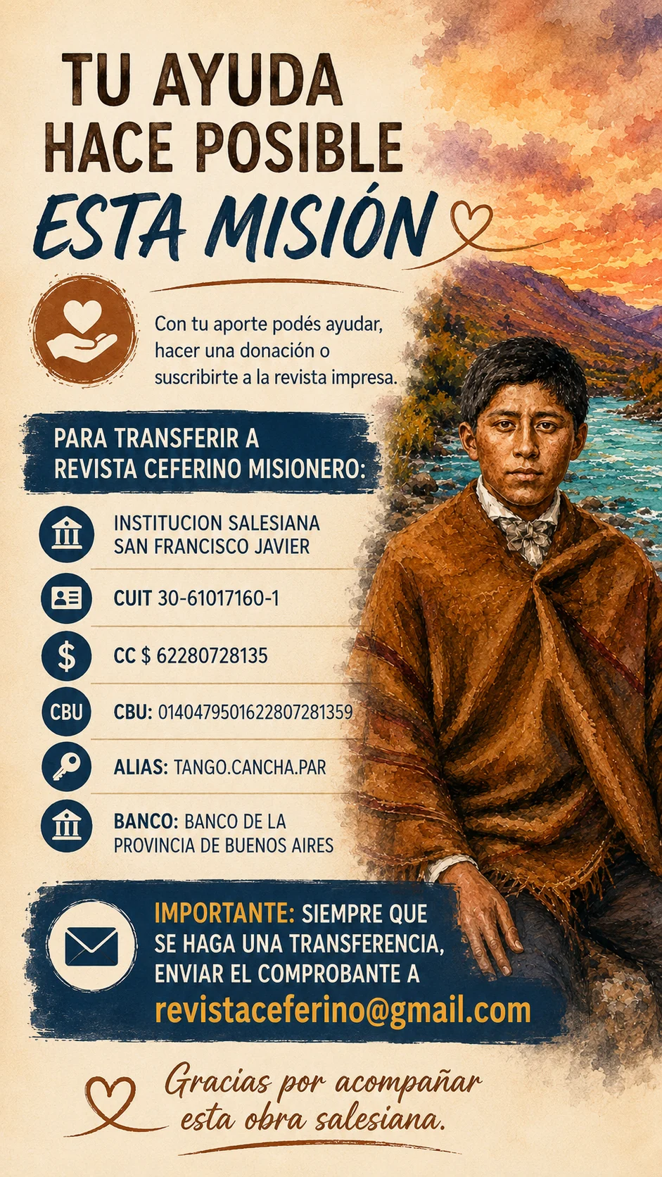 Datos bancarios para ayudar o pagar